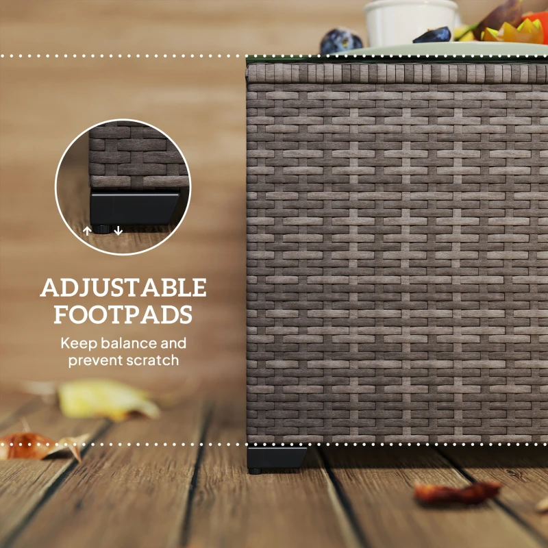 Outsunny 24.4" Patio Wicker Coffee Table, PE Rattan Outdoor Side Table with Tempered Glass Top, Black