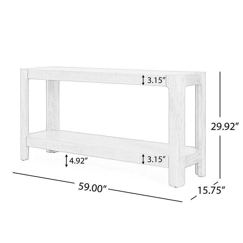 Elegant Farmhouse Console Table with Knot-Free Pine Legs, Accent Sofa Table with Solid Wood Veneer Top, 59" L x 15.5" W x 30" H, Black
