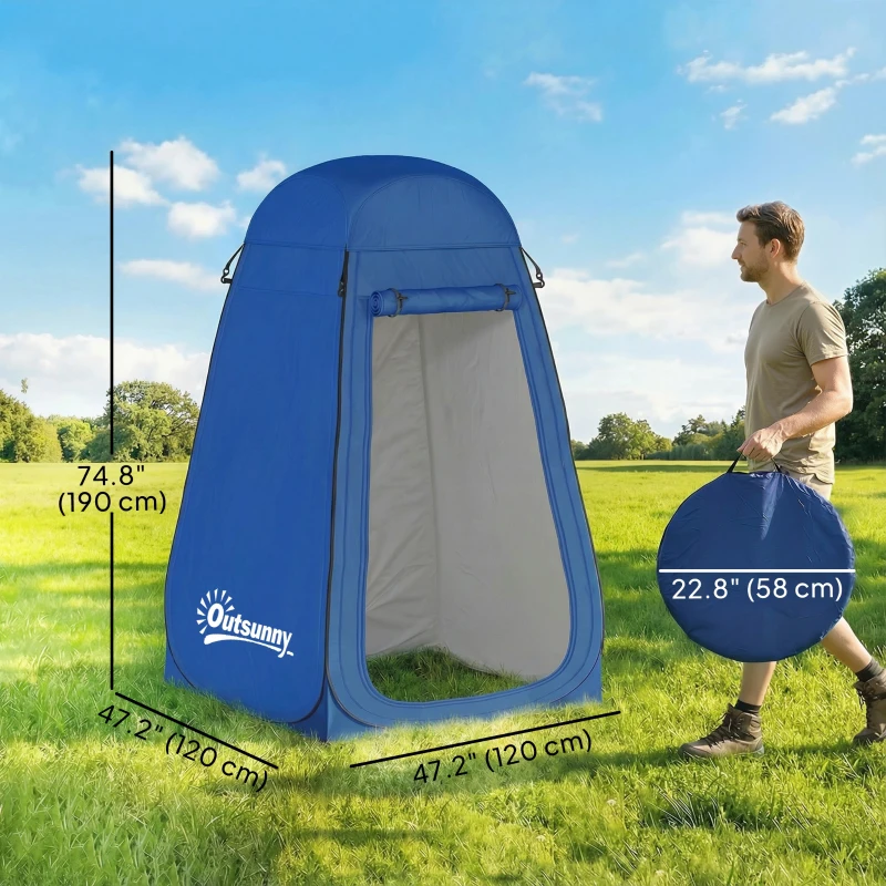 Outsunny Pop Up Shower Tent, Portable Privacy Room for Outdoor Changing, Dressing, Fishing Storage with Carrying Bag, Blue