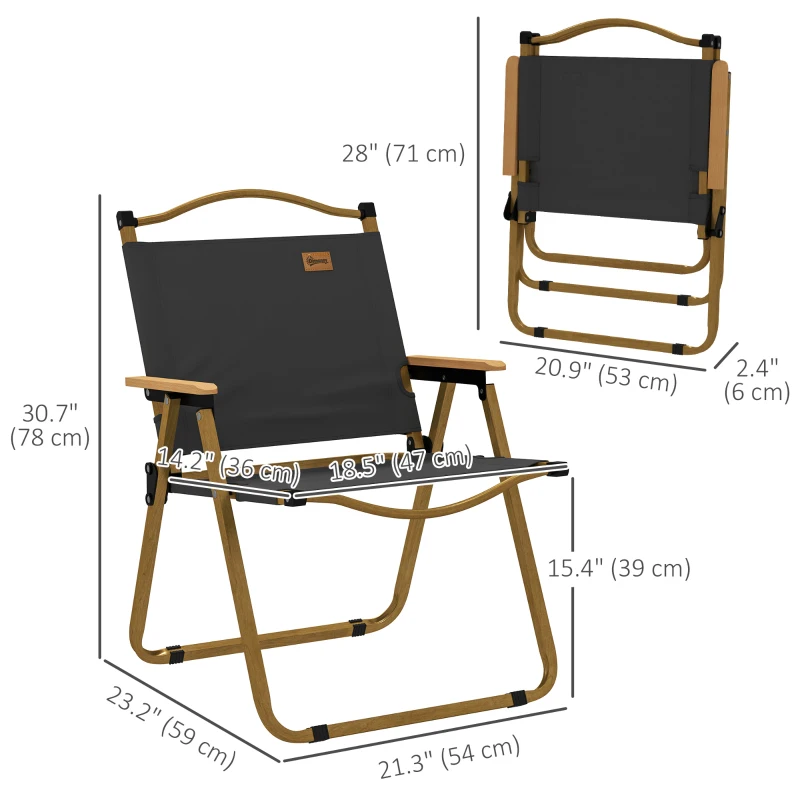 Outsunny Camping Chair, Lightweight Folding Chair, Portable Armchair, Excellent for Festivals, Fishing, Dark Grey