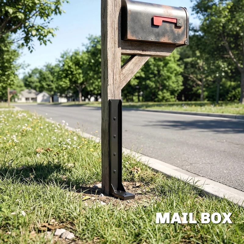 Outsunny 4 Pack Fence Post Repair Kit, 32" Steel Fence Post Support with Drill for Wooden Fences, Broken Gate, Posts