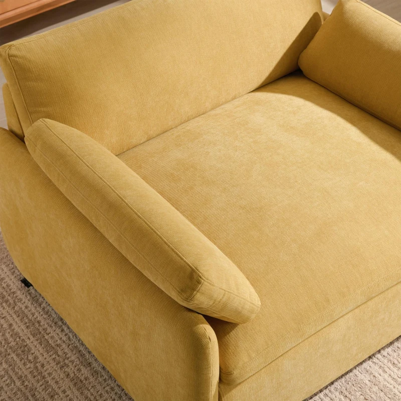 Modern Single Chenille Sofa with Extra-Wide 42.5-Inch Seat, Comfortable Armchair for Bedroom and Living Room, 50" L x 43" W x 34" H, Yellow