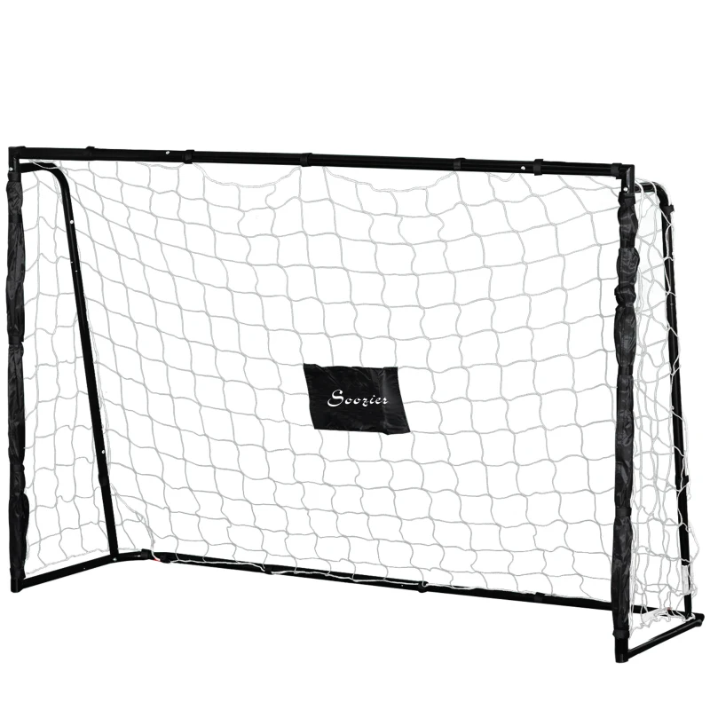 Soozier 6ft x 4ft Soccer Goal Net with Metal Frame, PE Mesh, Ground Stakes, Easy Assembly, Black