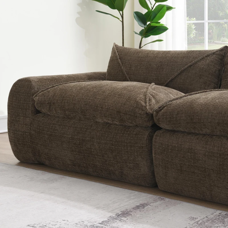 Modular Sectional Sofa with High-Density Foam and Pocket Springs, Oversized Compressed Sofa for Living Room, 116" L x 72" W x 28" H, Brown