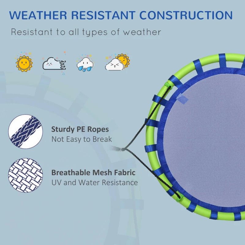 Outsunny 40 Inch Saucer Tree Swing Set for Kids with Adjustable Hanging Ropes, Steel Frame for Kids, 330lbs Capacity, Blue