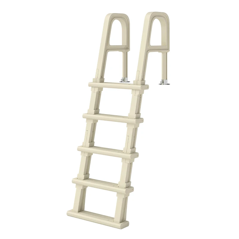 Outsunny Swimming Pool Ladder, 63.4"-69.3" Adjustable 5-Step Pool Stairs with Handrails, Non-Slip Steps, Load Capacity 300 lb