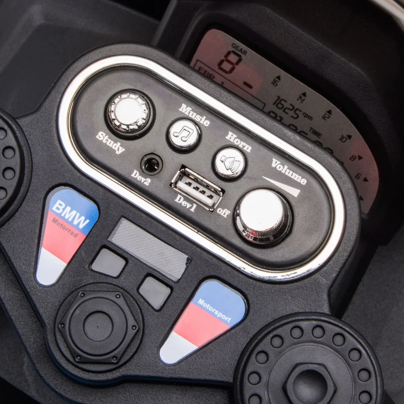 Aosom Licensed 6V Kids Ride on Motorcycle, Off-Road Battery Powered Three Wheels Dirtbike with USB, AUX, Music and Headlight for Toddler, Red