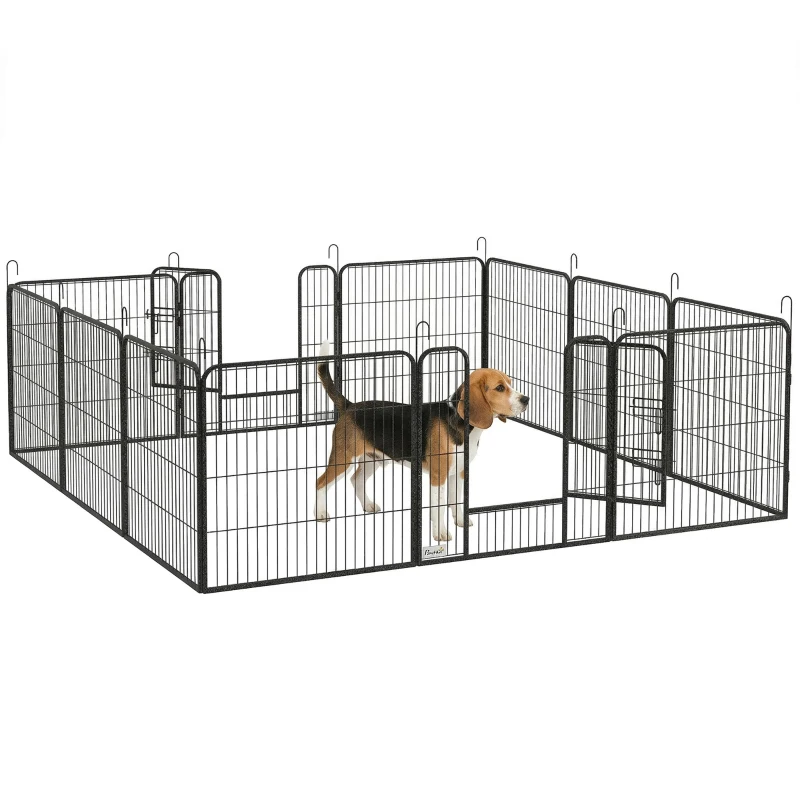 PawHut Dog Pen with Gate, 12 Panels Puppy Playpen, Dog Fence, 31.5"H
