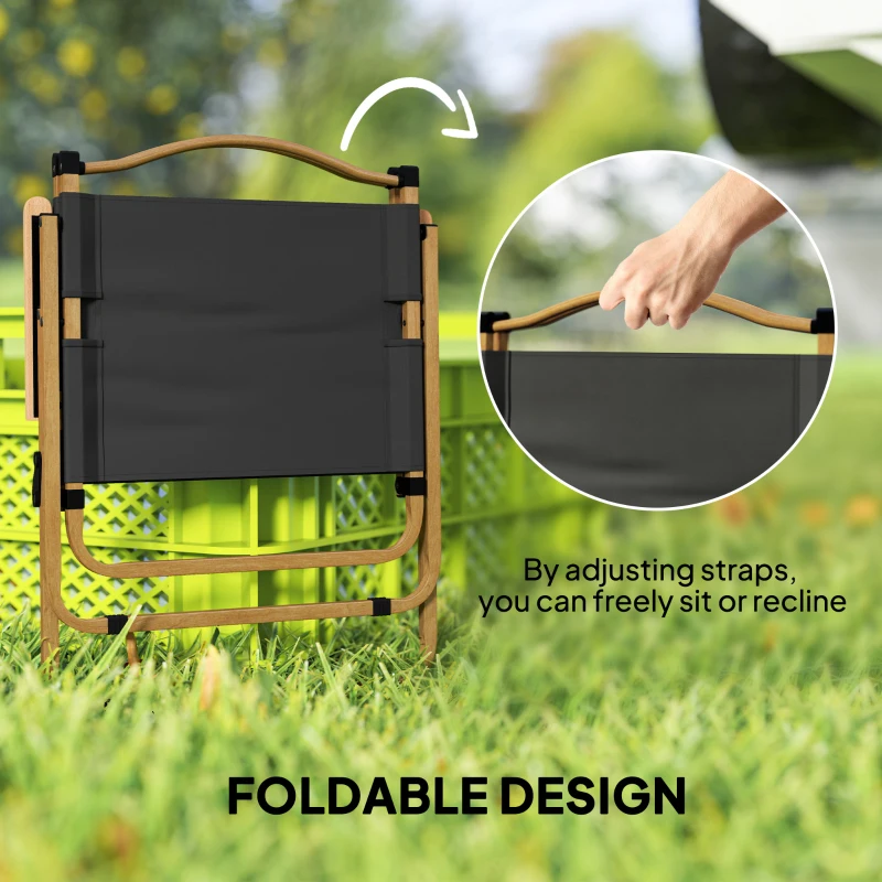 Outsunny Camping Chair, Lightweight Folding Chair, Portable Armchair, Excellent for Festivals, Fishing, Dark Grey