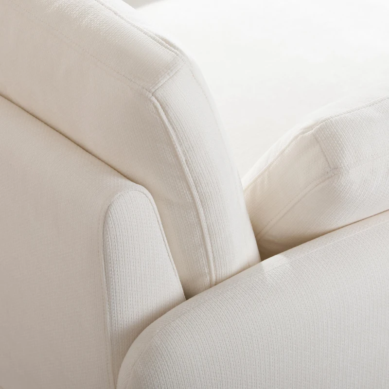 Modern Single Chenille Sofa with Extra-Wide 42.5-Inch Seat, Comfortable Armchair for Bedroom and Living Room, 50" L x 43" W x 34" H, White