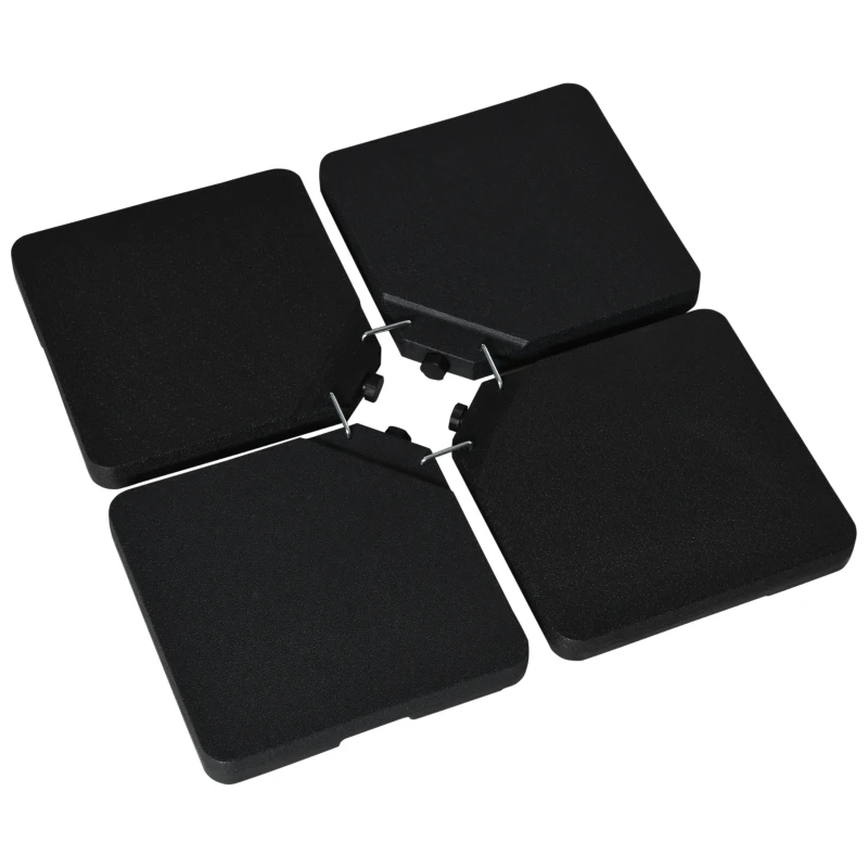 Outsunny Set of 4 Parasol Base Stand Weights for Banana Hanging Cantilever Umbrella, Can Be Filled with Sand or Water, Black