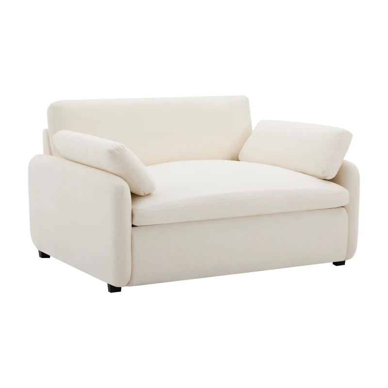 Modern Single Chenille Sofa with Extra-Wide 42.5-Inch Seat, Comfortable Armchair for Bedroom and Living Room, 50" L x 43" W x 34" H, White