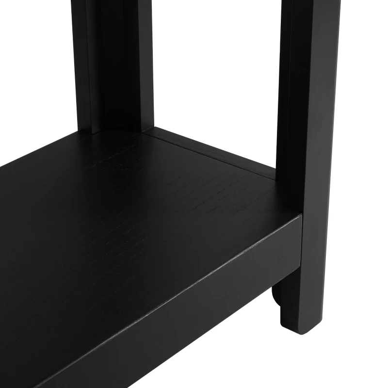Elegant Farmhouse Console Table with Knot-Free Pine Legs, Accent Sofa Table with Solid Wood Veneer Top, 59" L x 15.5" W x 30" H, Black