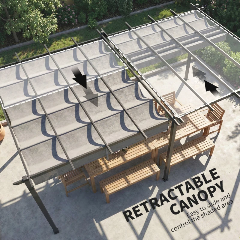 Outsunny 11.7' x 19.6' Retractable Pergola Canopy, Aluminum Pergola for Grill, Patio, Garden, Deck