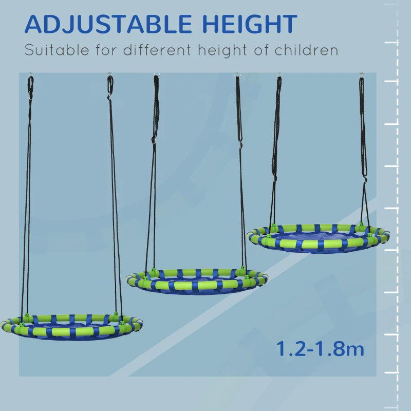 Outsunny 40 Inch Saucer Tree Swing Set for Kids with Adjustable Hanging Ropes, Steel Frame for Kids, 330lbs Capacity, Blue