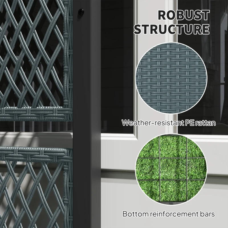 Outsunny Wicker Outdoor Planter with Trellis, 58" Standing Garden Bed with Liner, Drainage Holes for Climbing Plants, Dark Grey