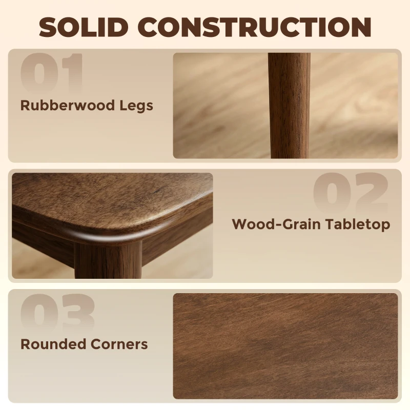 HOMCOM 5-Piece Dining Table Set for 4, Mid-Century Modern Kitchen Table and Chairs, Cream White