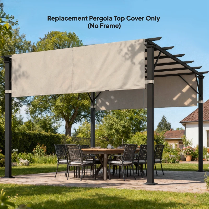 Outsunny 2 Pcs Pergola Replacement Canopy, UV Protection Pergola Shade Cover, Easy to Install, for 10 x 12ft Pergola, Khaki