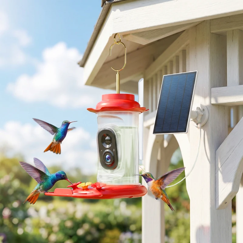 PawHut Smart Bird Feeder with Camera, AI Identify 16000 Birds, 2K HD Live Video, 3W Solar, Instant Arrival Alerts