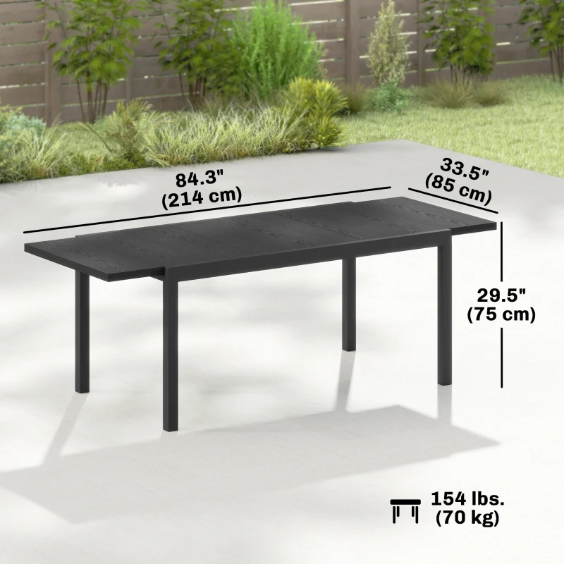Outsunny Expandable Patio Dining Table for 8-10 People, 60.6"-84.3" Aluminum Outdoor Dining Table with Adjustable Foot Pads
