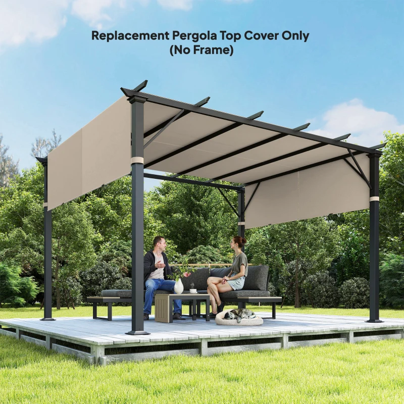 Outsunny 2 Pcs Pergola Replacement Canopy, UV Protection Pergola Shade Cover, Easy to Install, for 10 x 12ft Pergola, Khaki