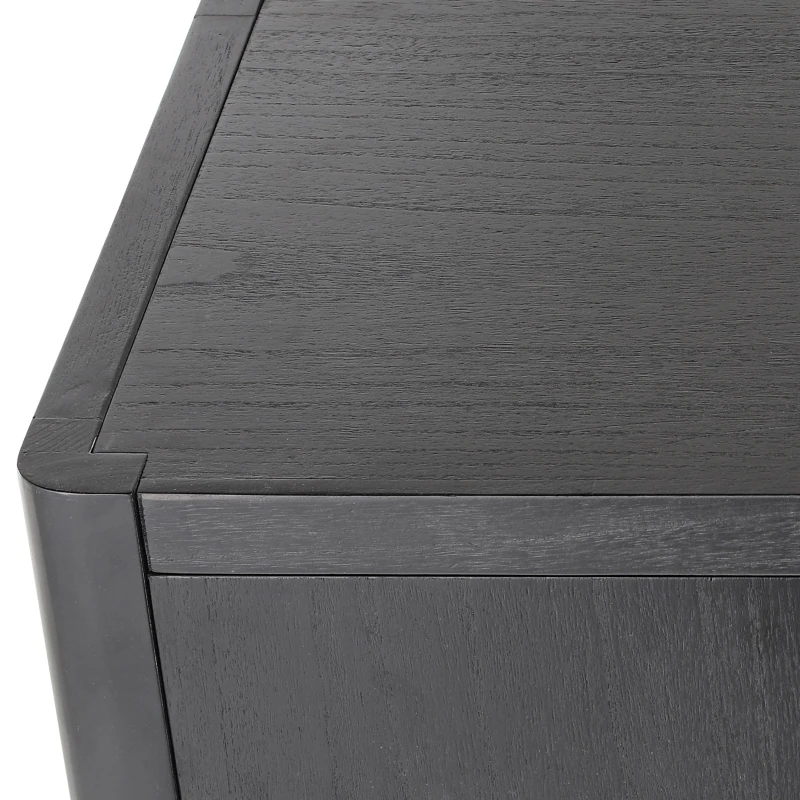 Farmhouse Storage Cabinet with Wood Veneer and Solid Pine Legs, Rustic Accent Sideboard for Entryways, 59" L x 18" W x 36" H, Black