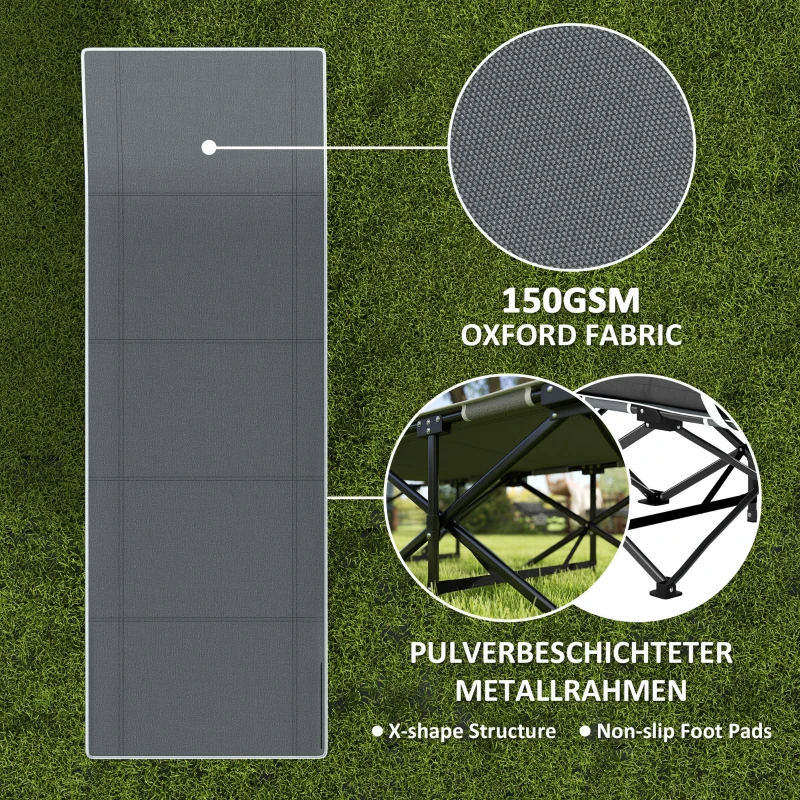 Outsunny 26.8" Wide Folding Bed, Camping Cot for Adults with Cushion, Carry Bag, Max Load 330 LBS, Black