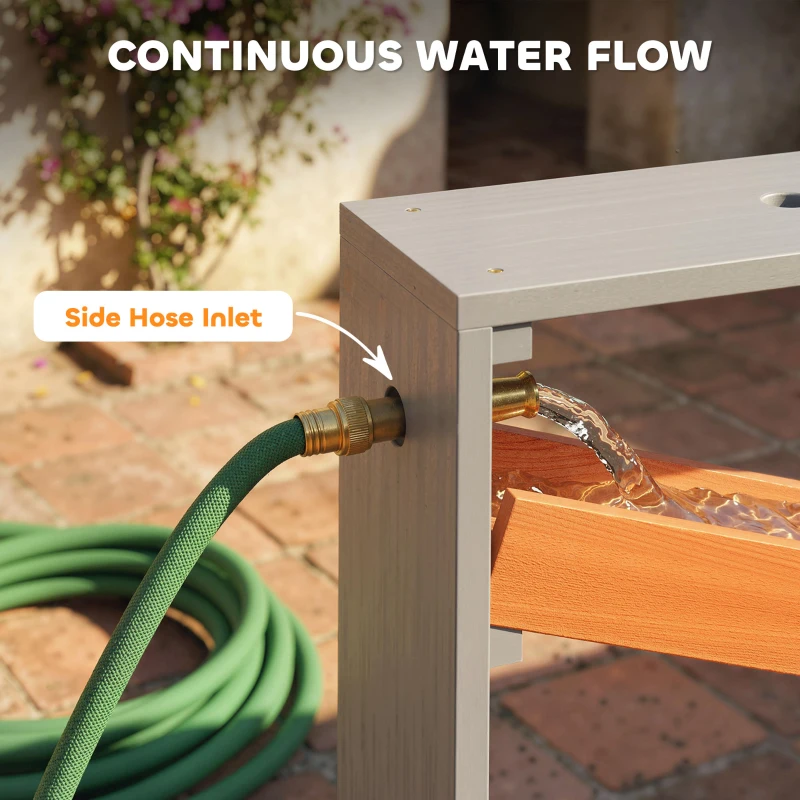 Qaba Wooden Sandbox, Kids Sand and Water Table with Waterway Track and Dual Boxes, Sensory Table for Outdoor, Grey