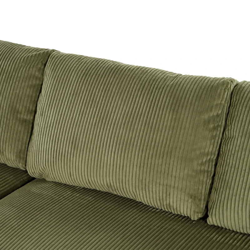 Large Corner Sectional Sofa with Extra-Thick Cushions, Comfortable Upholstered Couch for Living Room, 111.5" L x 59" W x 32" H, Green