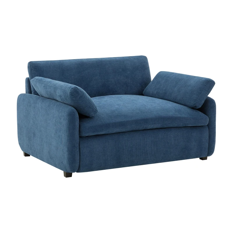 Modern Single Chenille Sofa with Extra-Wide 42.5-Inch Seat, Comfortable Armchair for Bedroom and Living Room, 50" L x 43" W x 34" H, Blue