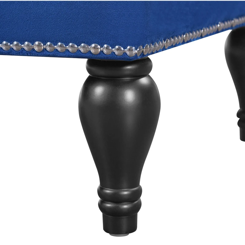 Exquisite Chaise Lounge with Button-Tufted Design and Nailhead Trim, Right-Arm Facing Chaise for Living Room, 58" L x 26.5" W x 28.5" H, Blue