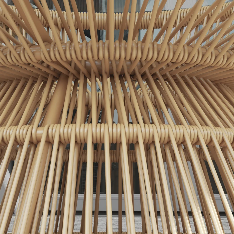 Outsunny Rattan Outdoor Coffee Table, Patio End Table with Tempered Glass Tabletop & Steel Frame, Wicker Furniture, Nature Wood