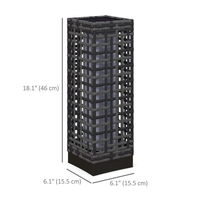 Outsunny Wicker Solar Outdoor Lamp, Decorative Floor Lamp with Auto On/Off LED Lights, IP44 for Patio, Porch, Pathway, Grey