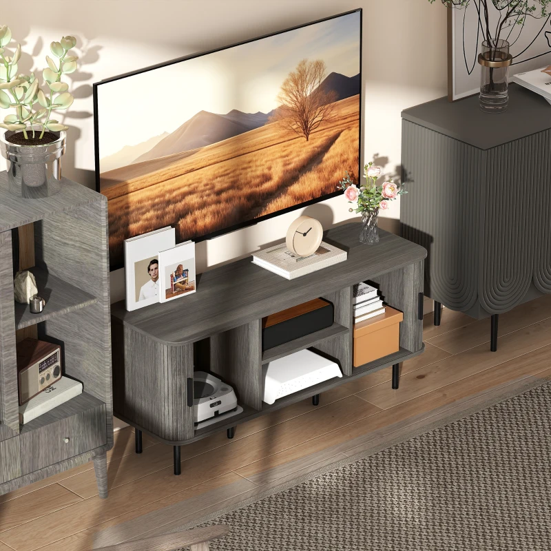 HOMCOM TV Stand Cabinet for TVs up to 55 Inches, TV Unit with Storage Shelves and Cabinets for Living Room, Grey