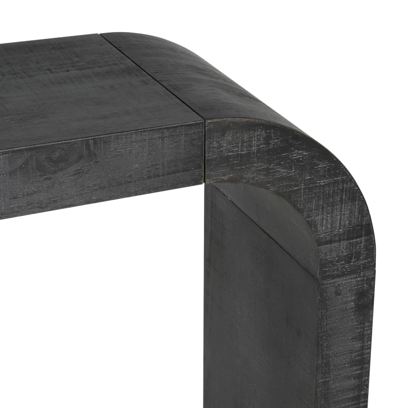 Vintage Farmhouse Console Table with Curved Edge and Distressed Wood Grain, Sturdy Sofa Table for Entryway, 52" L x 12" W x 31" H, Black