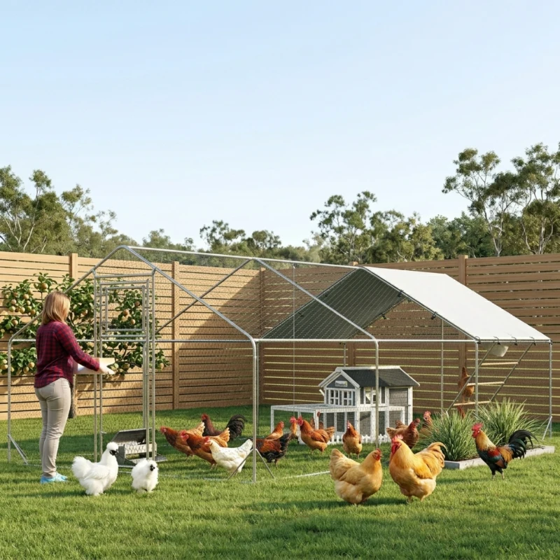 PawHut Wooden Chicken Coop with Run for 1-2 Chickens, 68" x 59" x 42"(m-8)