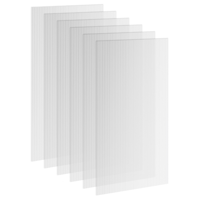 Outsunny Polycarbonate Greenhouse Panels UV Protected Twin-Wall Roof Panels Clear 47.2" x 23.6", 6 Pack