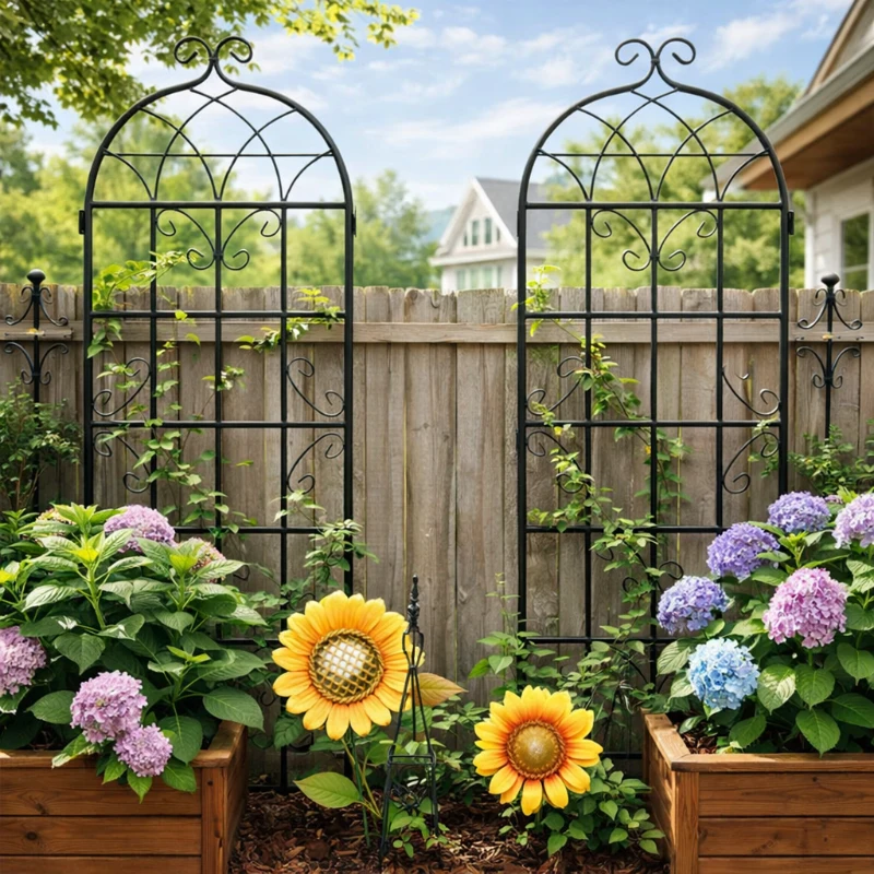2 Pack Rustproof Garden Trellis with Powder-Coated Finish Galvanized Tube, Easy Assembled Metal Climbing Plant Support, 40" L x 87" H, Black