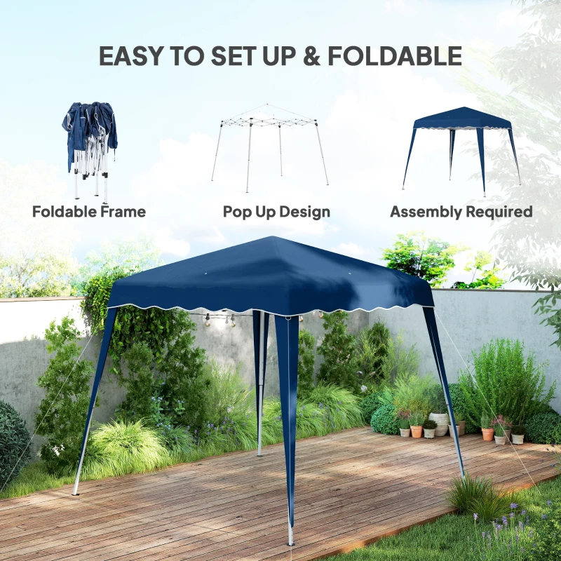 Outsunny 8' x 8' Pop Up Canopy, Outdoor Foldable Tent, Portable Canopy Tent with Carrying Bag for Camping, Party, Picnic, Blue