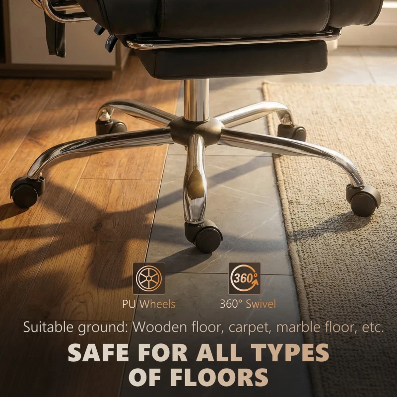 HOMCOM Massage Office Chair with 6 Points Vibration, Executive Desk Chair with High Back, PU Leather, Footrest, Black