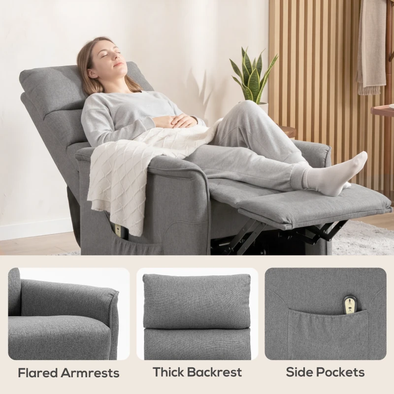 HOMCOM Lift Chair for Elderly, Power Chair Recliner with Remote Control, Side Pockets for Living Room, Dark Grey