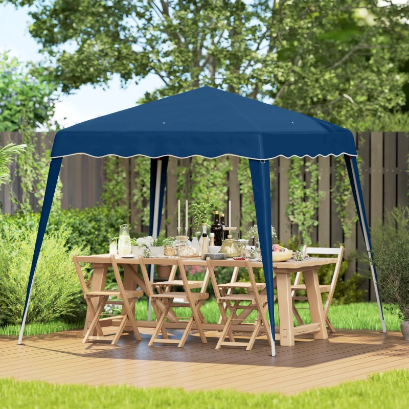 Outsunny 8' x 8' Pop Up Canopy, Outdoor Foldable Tent, Portable Canopy Tent with Carrying Bag for Camping, Party, Picnic, Blue