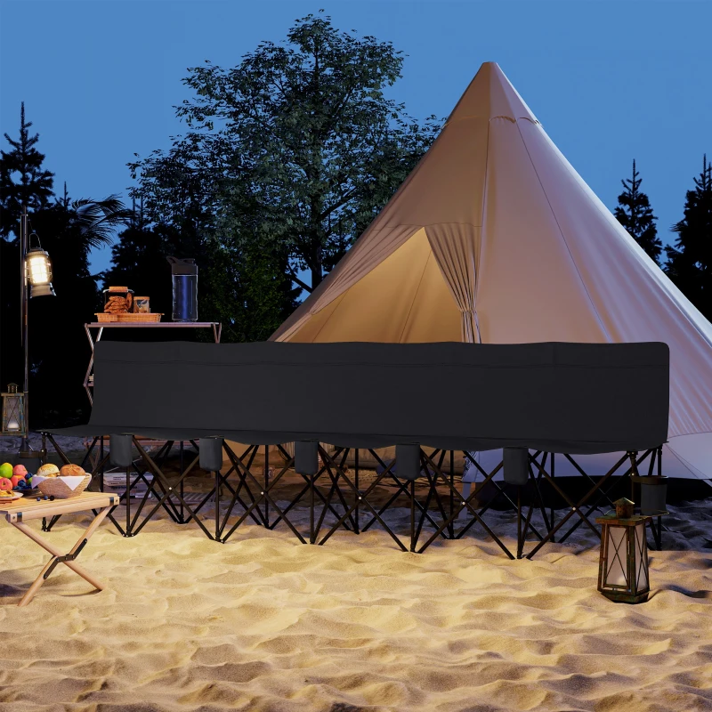 Outsunny 6 Seat Folding Camping Chair with Cup Holder and Carrying Case for Camping, Picnic, Sport Events, Black