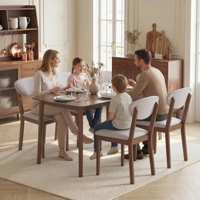 HOMCOM 5-Piece Dining Table Set for 4, Mid-Century Modern Kitchen Table and Chairs, Light Gray