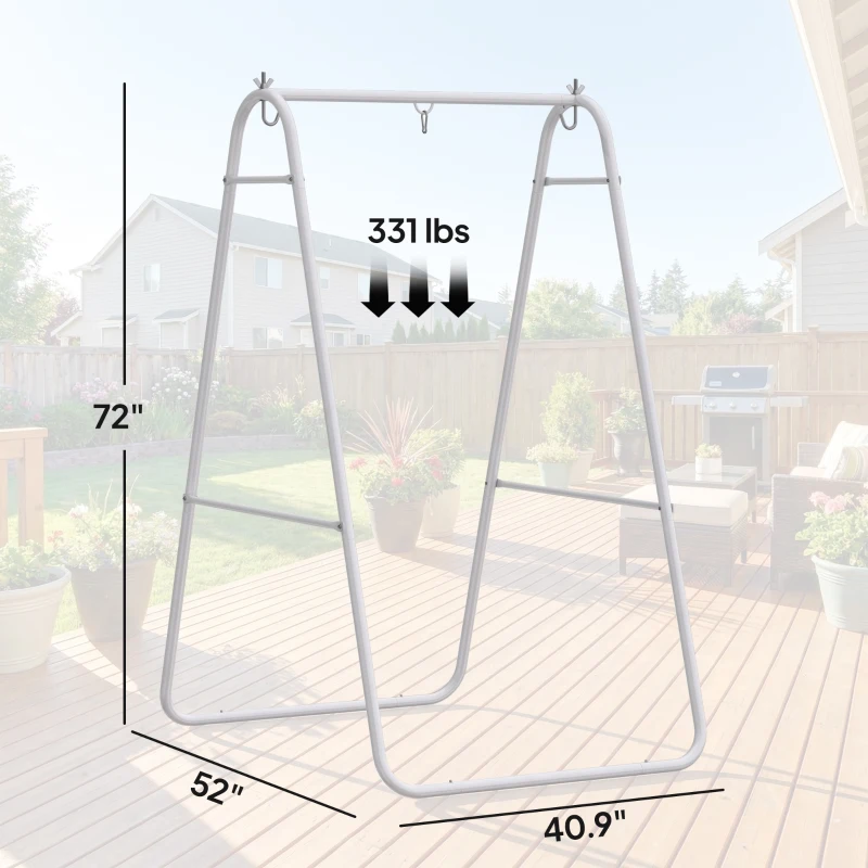 Outsunny Hammock Chair Stand Only Heavy Duty Solid Steel A-Frame for Hanging Hammock, Egg Chair, Max Load 330 LBS, White