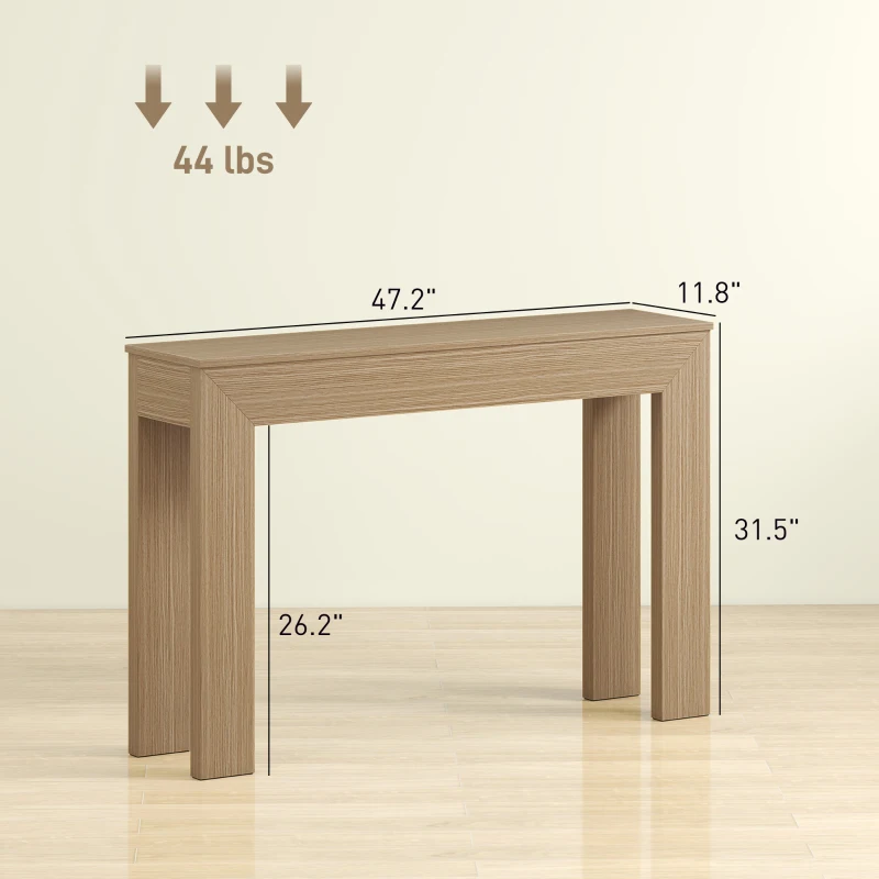 HOMCOM Modern Console Table, 47" Narrow Entryway Table, Natural Wood