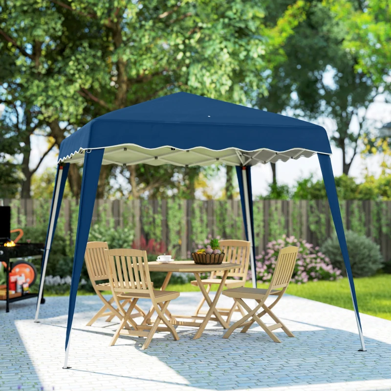 Outsunny 8' x 8' Pop Up Canopy, Outdoor Foldable Tent, Portable Canopy Tent with Carrying Bag for Camping, Party, Picnic, Blue