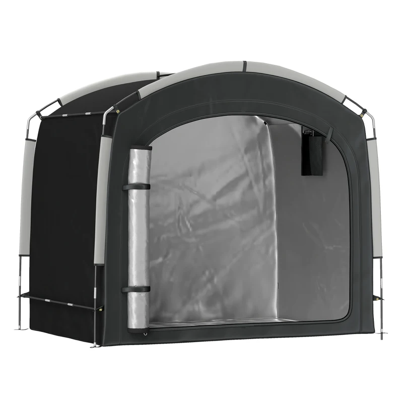 Outsunny Bike Storage Shed Tent, Portable and Waterproof with 210D Oxford Fabric and Carry Bag for 3-4 Bicycles, Black