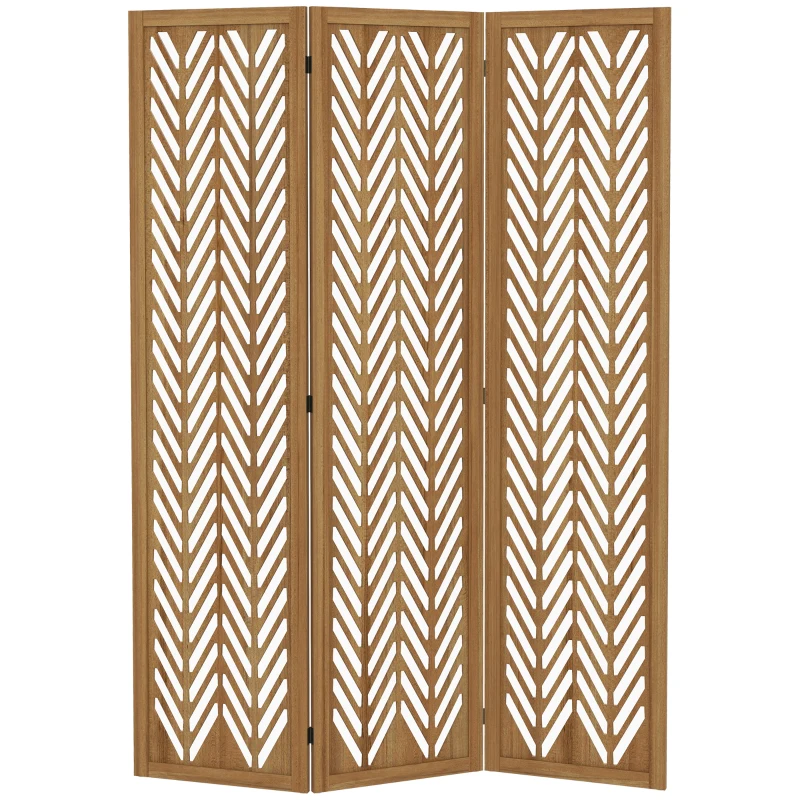 HOMCOM 3 Panel Room Divider, 5.6ft Tall Wood Folding Privacy Screens, Freestanding Partition Wall Dividers, Light Brown
