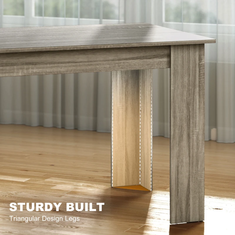 HOMCOM 63" Kitchen Table for 4-6 People, Dining Table with Wood Effect for Dining Room, Grey